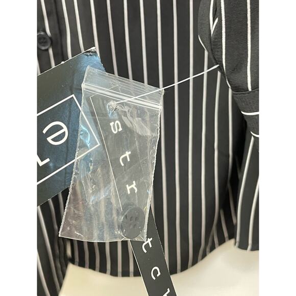 Elementz Stretch High Low Button Front Shirt Striped Black Women's Size 2X NWT - Picture 4 of 10
